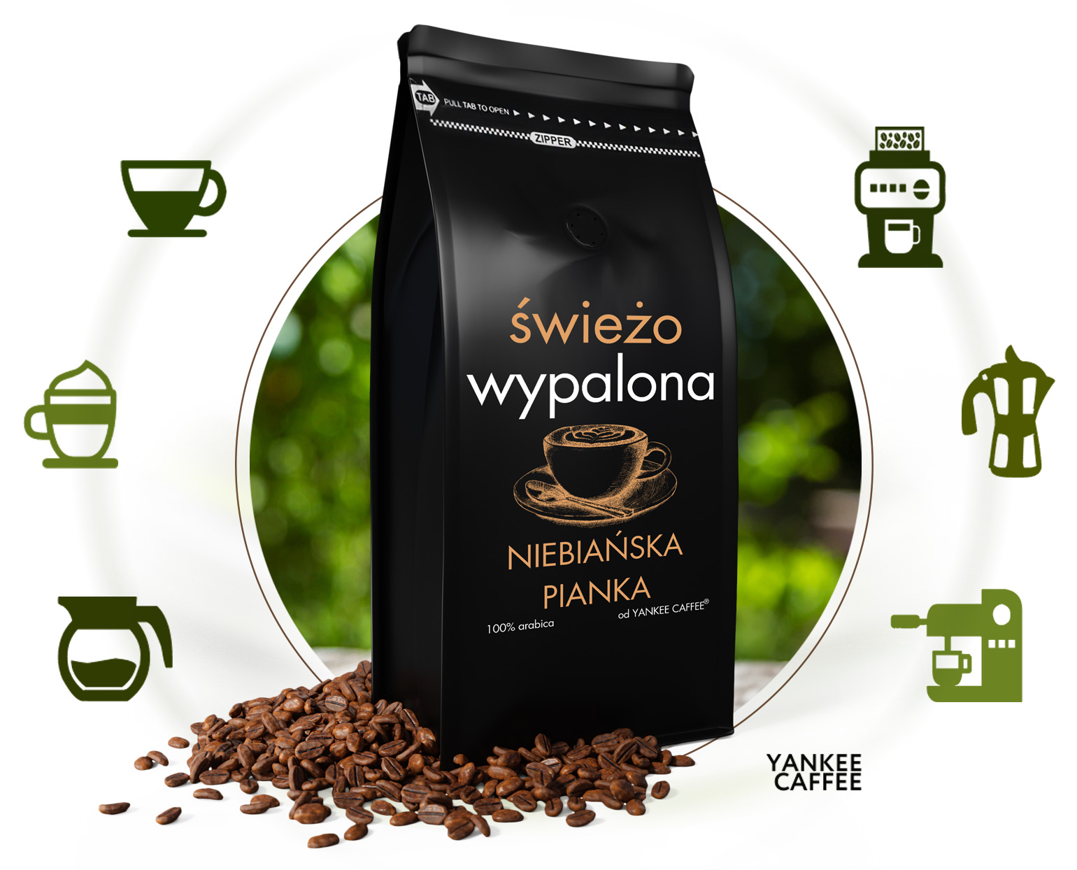 Kawa ziarnista 100% Arabica Świeżo palona Niebiańska Pianka (2x1kg) Kod producenta 2śNP