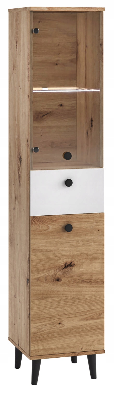 

Witryna wąska 40 cm wysoka półki szuflady Como C5