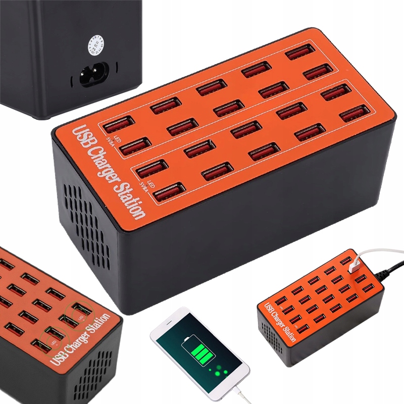 20portový Usb Hub Přenosný 80W 18A Rychlonabíječka Bezpečné Nabíjení