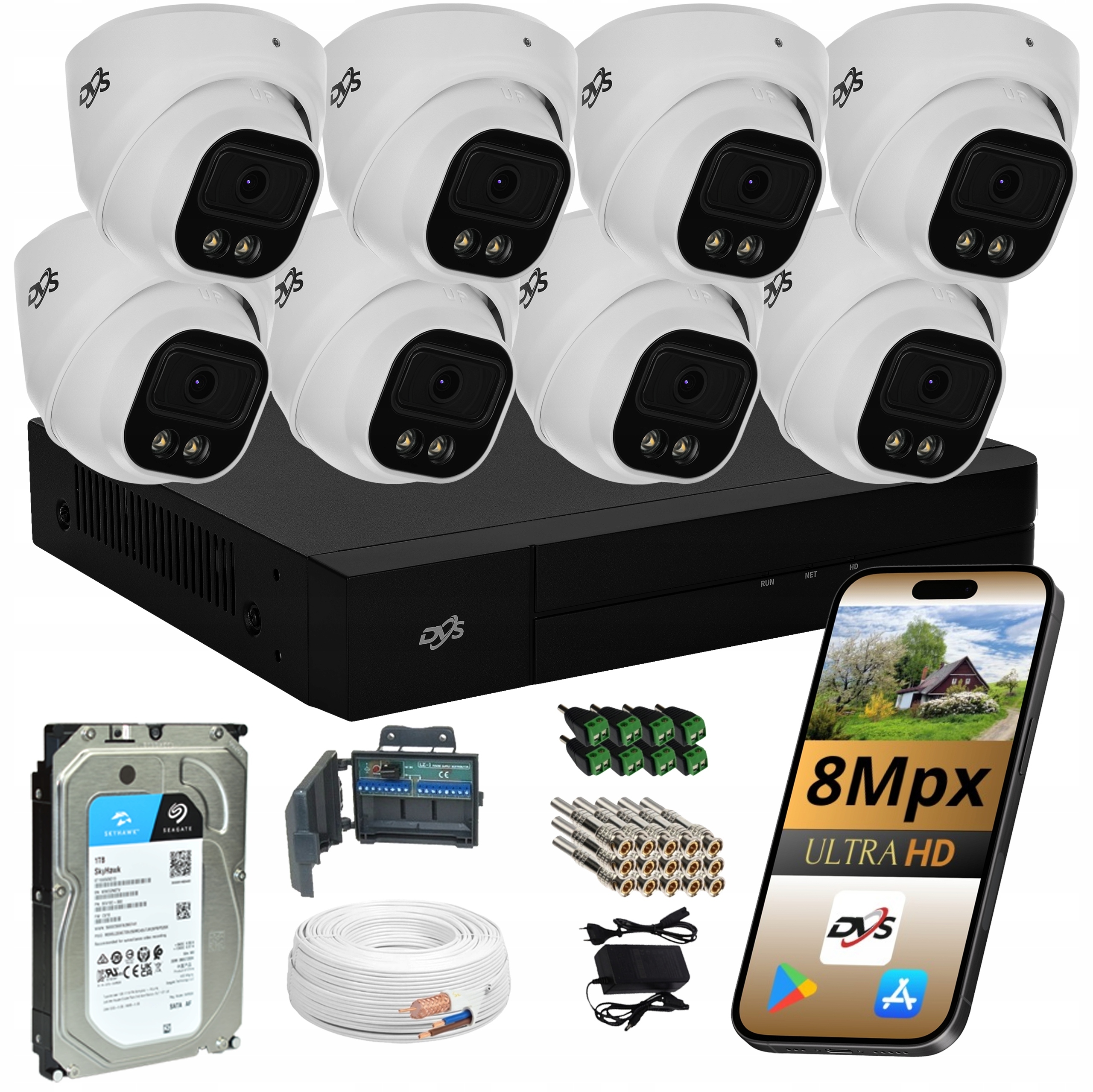 Sada 8 Monitorovacích Kamer Dual Light Venkovní Analogová Kamera 8Mpx