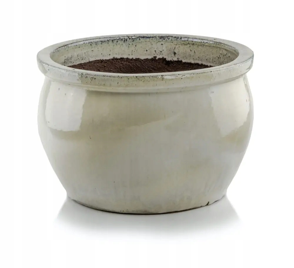 

Kremowa Donica szkliwiona Misa z rantem 28x16 cm