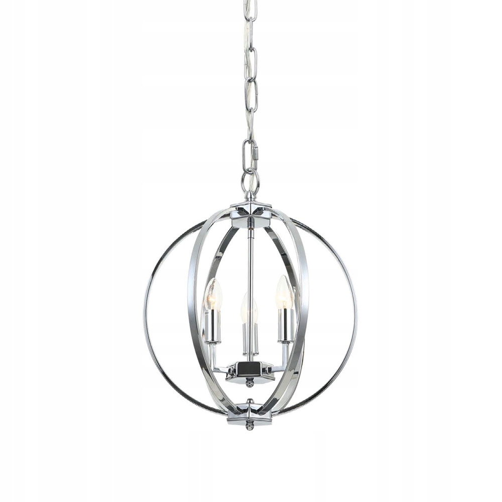 Závesný kovový luster Candi S so striebornými obručami a sviečkami do lobby