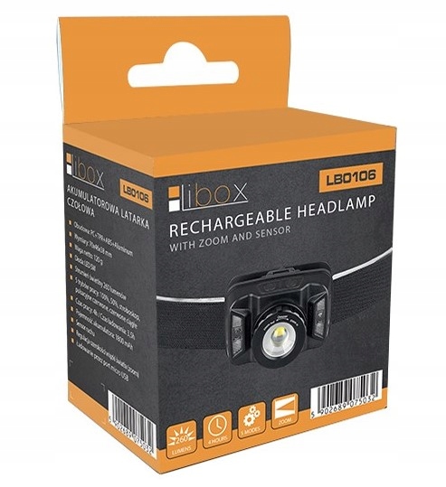 Latarka czołowa akumulatorowa LED Libox LB0106 Waga 120 g