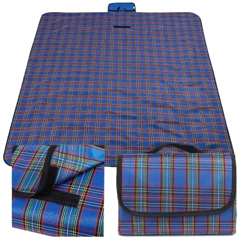 DUŻY KOC PIKNIKOWY MATA PLAŻOWA WODOOPORNA 148x126 Kolor dominujący wielokolorowy