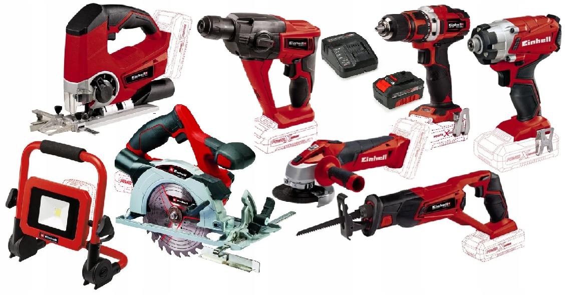Einhell Sada Elektrického Nářadí 18V Pxc 4,0AH Aku Šroubovák Aku Kladivo A Další