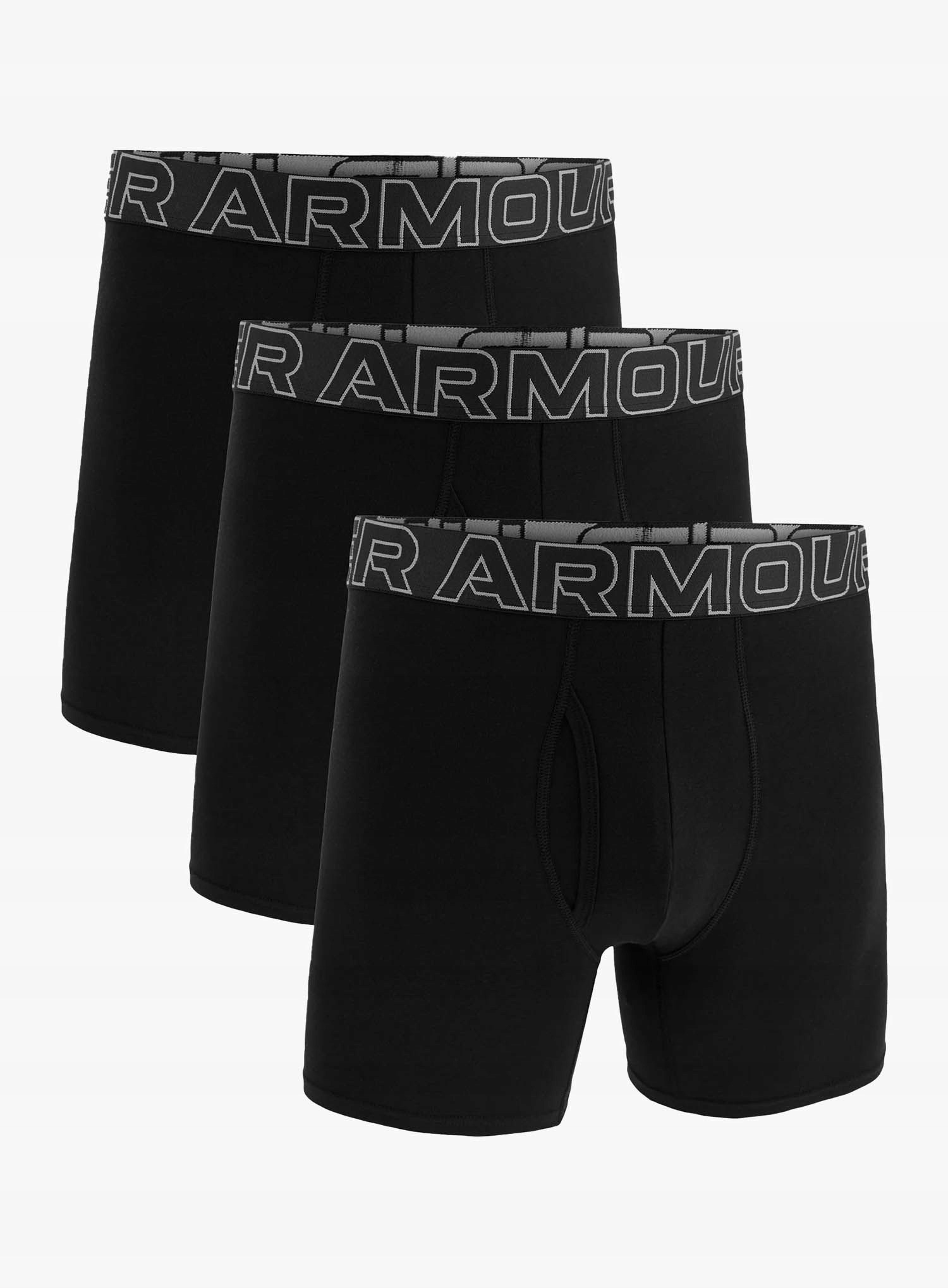 Pánské trenky Under Armour Performance Cotton 6 in 3-Pack Boxerjock černá M