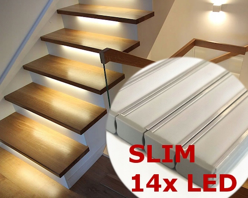 14x Led schodišťová lišta 1 m Slim 12 mm Na Míru