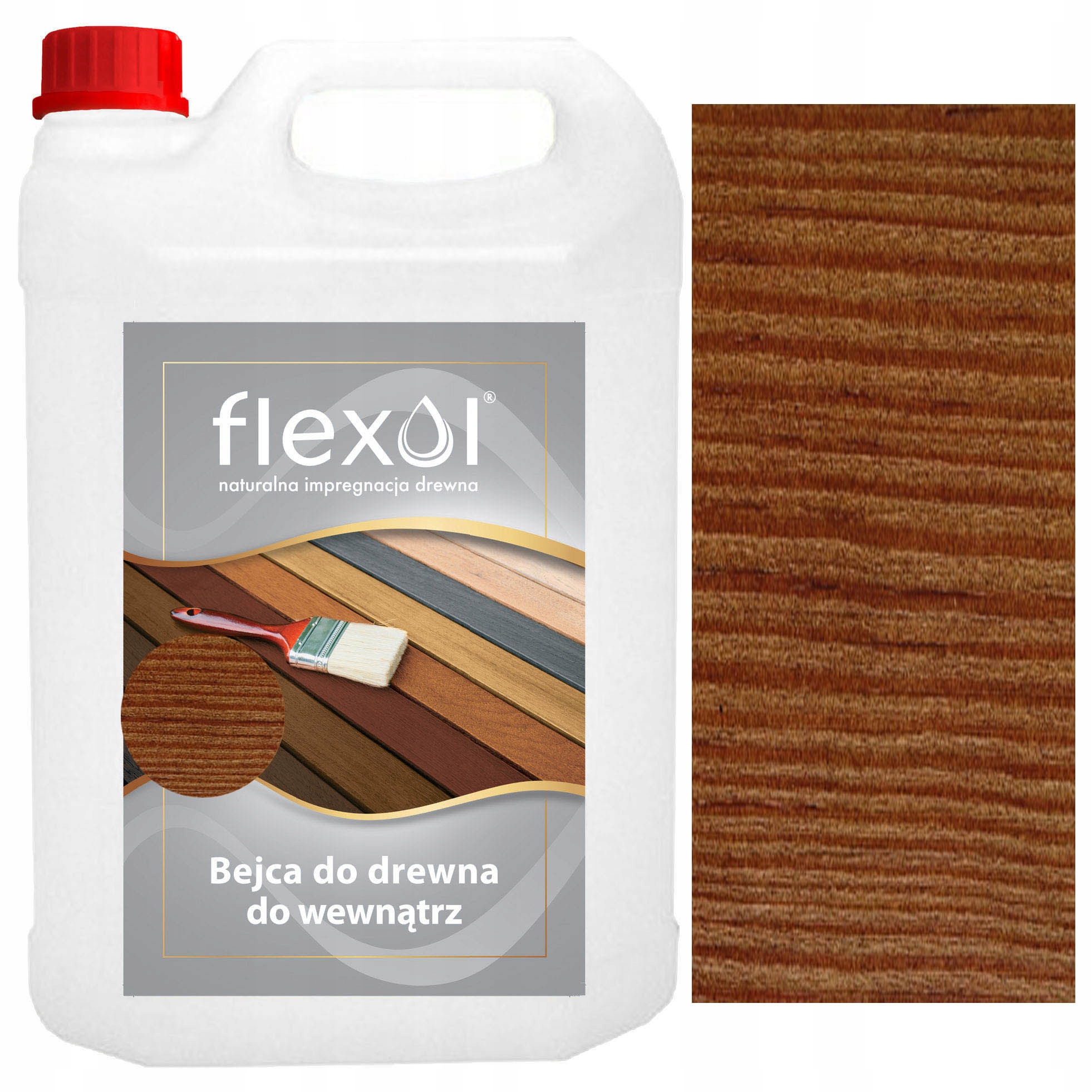 Hnědohnědé vnitřní mořidlo na dřevo 5 L Flexol