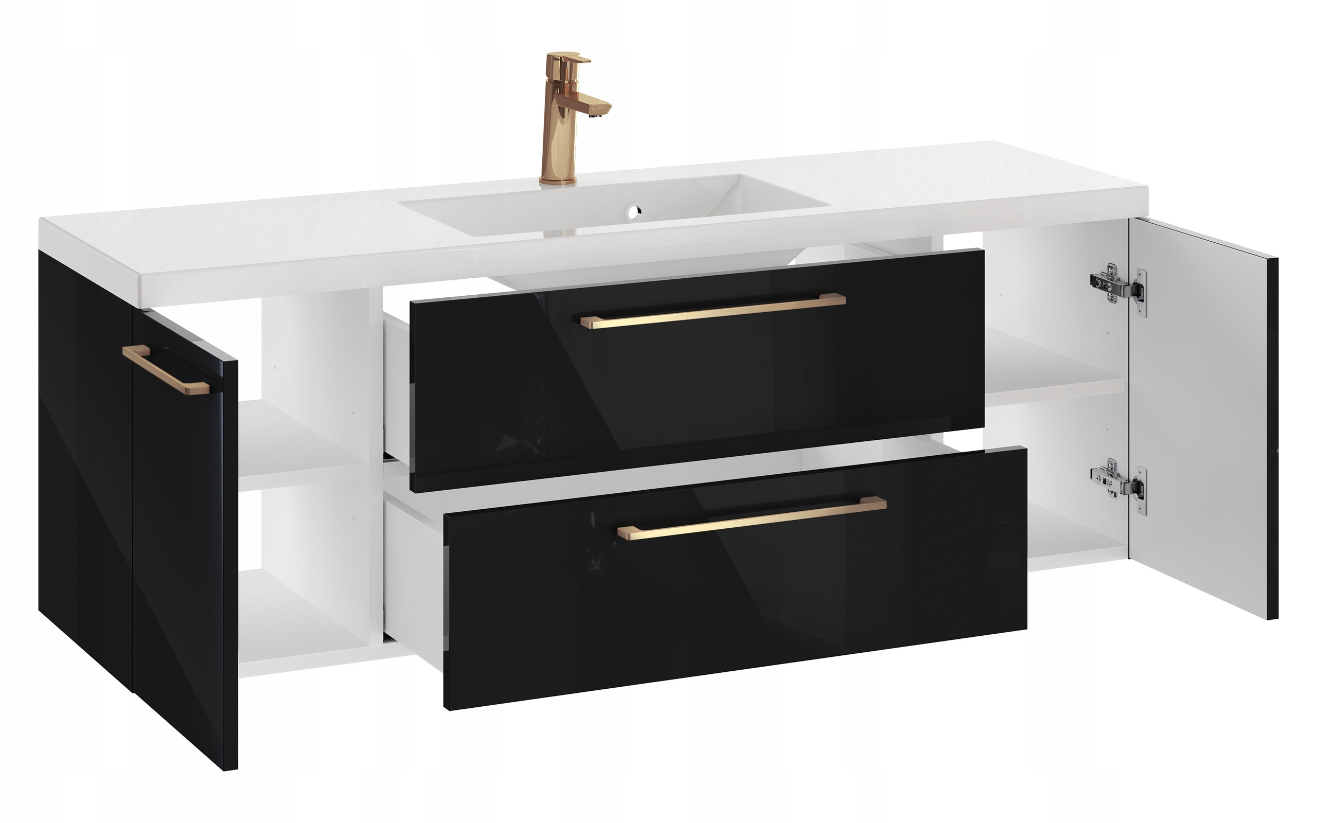 Szafka Łazienkowa Umywalka 140 Czarny Połysk Furni Marka Furni