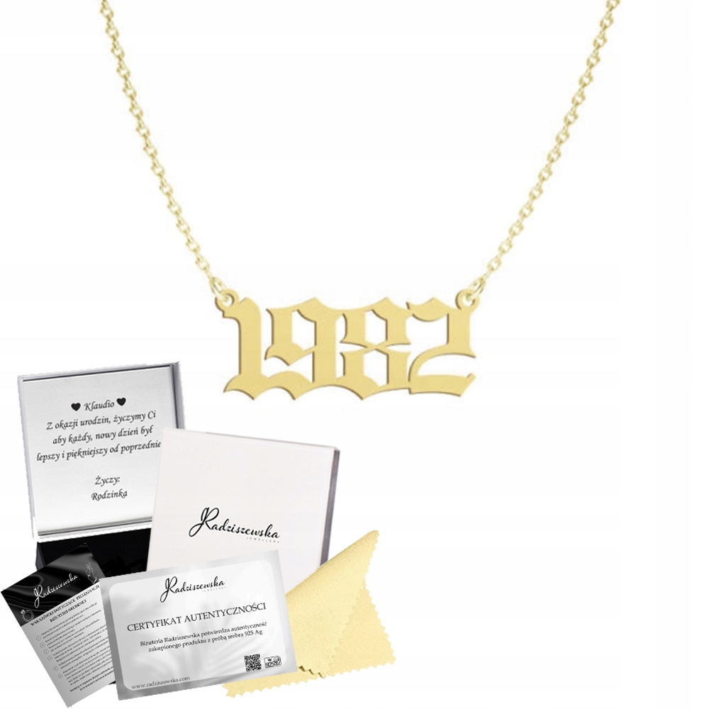 Náhrdelník Zlatý Datum Ročník Vaše Datum Stříbro 925 Řetízek Dedikace