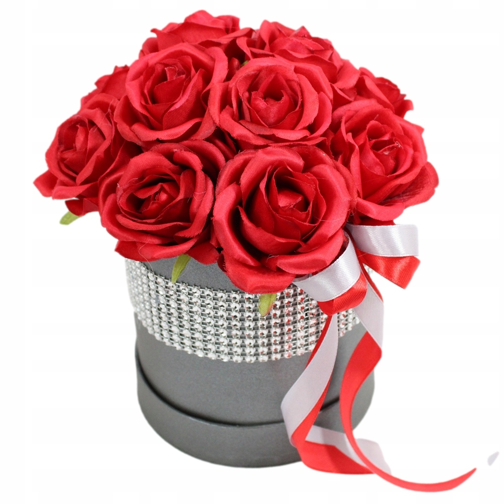 Květinová dekorace voňavá flower box Červená květinová krabička glamour