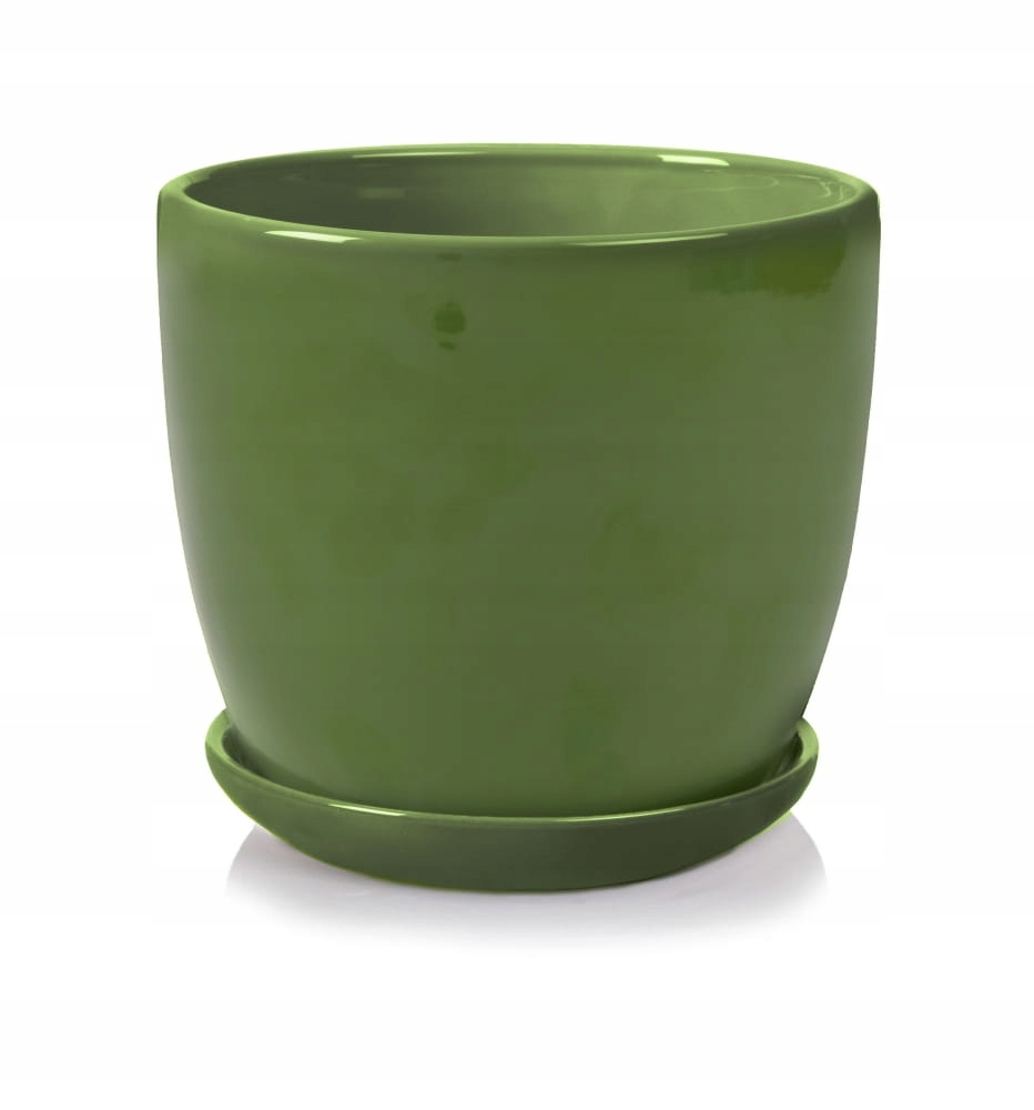 CERAMICZNA DONICZKA Z PODSTAWKIEM 17cm ZIELONA