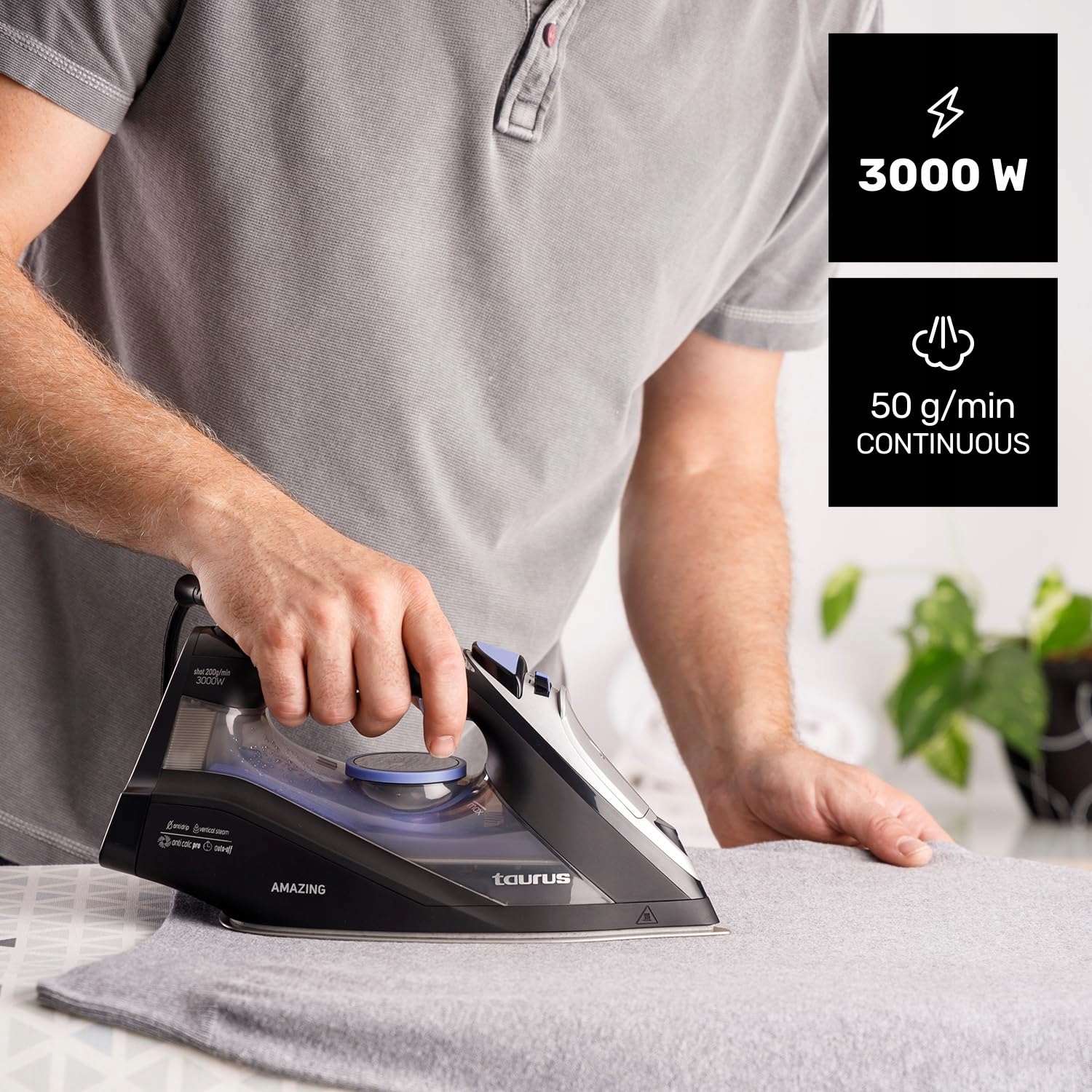 TAURUS Żelazko Parowe 3000W ECO Tryb Precyzyjna Końcówka — miniatura 2