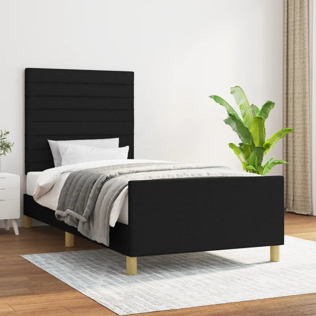 Rám postele bez matrací černá 90x200 cm textil Černý 3125108