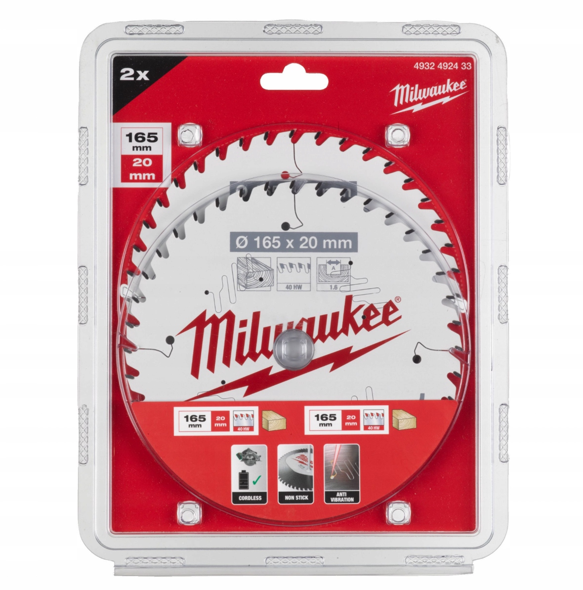 Milwaukee 4932492433 Zestaw tarcz do drewna do pilarek pił 165x20 mm