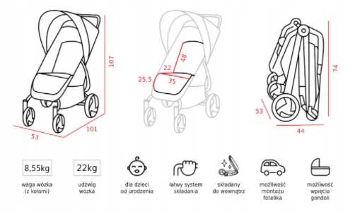 WÓZEK SPACEROWY VALCO SNAP4 TREND BLACK ASH Waga wózka 8 kg