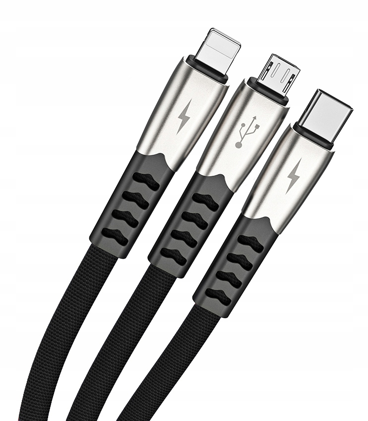 WZMACIANY KABEL 3w1 MICRO USB TYP-C DO IPHONE QC30