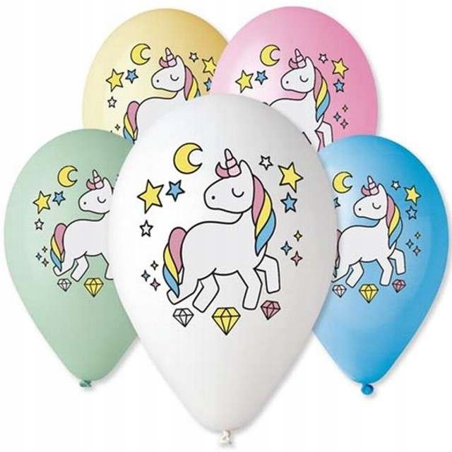 balony JEDNOROŻEC urodzinowe PARTY mix 5szt