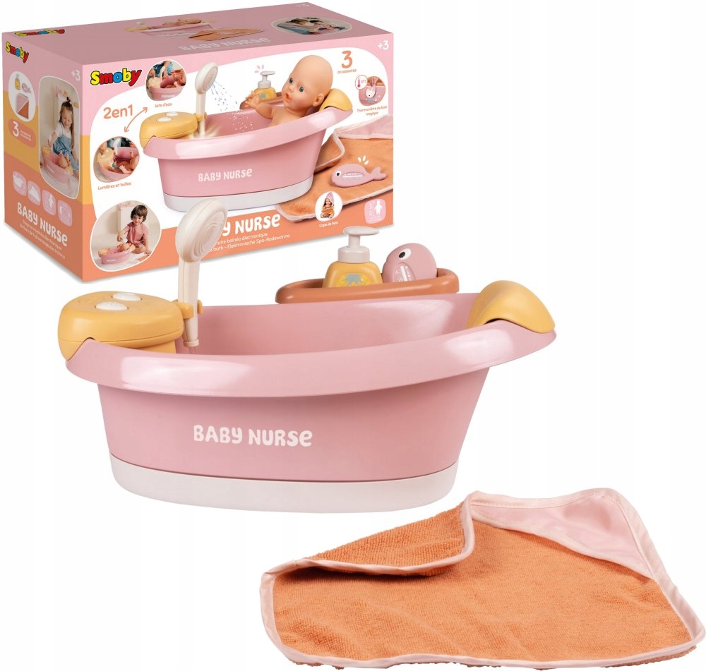 Wanienka Interaktywna z hydromasażem dla Lalki 42 cm Baby Nurse Smoby