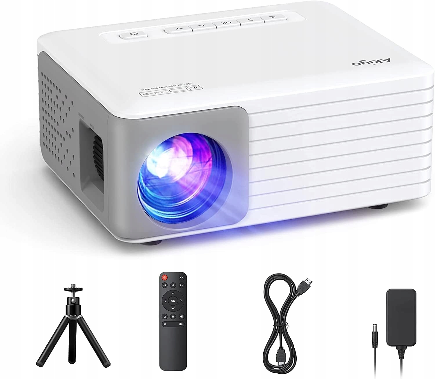 Led projektor Akiyo Přenosný Mini Projektor Led Hd 1080P bílý