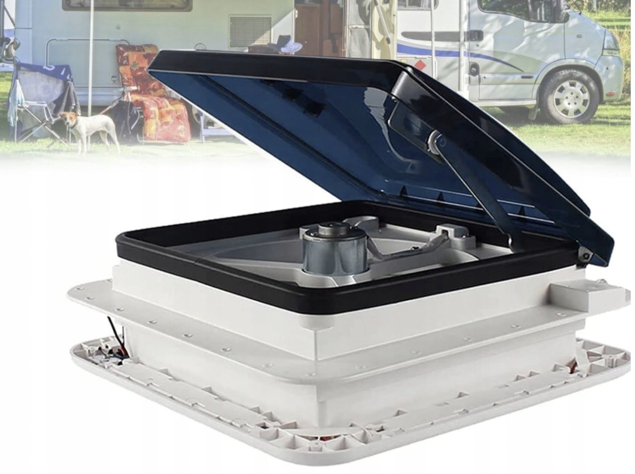 OKNO WENTYLATOR WYCIĄGOWY RV SZYBERDACH WENTYLACJA KAMPER ZE ŚWIATŁAMI Numer katalogowy części OKNO WENTYLATOR WYCIąGOWY RV