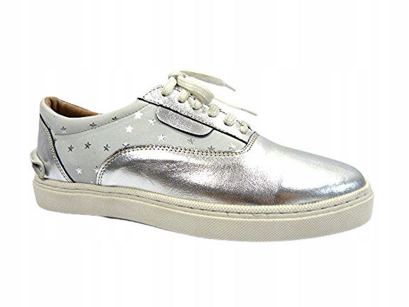 Creepersy stříbrné kožené tenisky s tlustou podrážkou Star 40