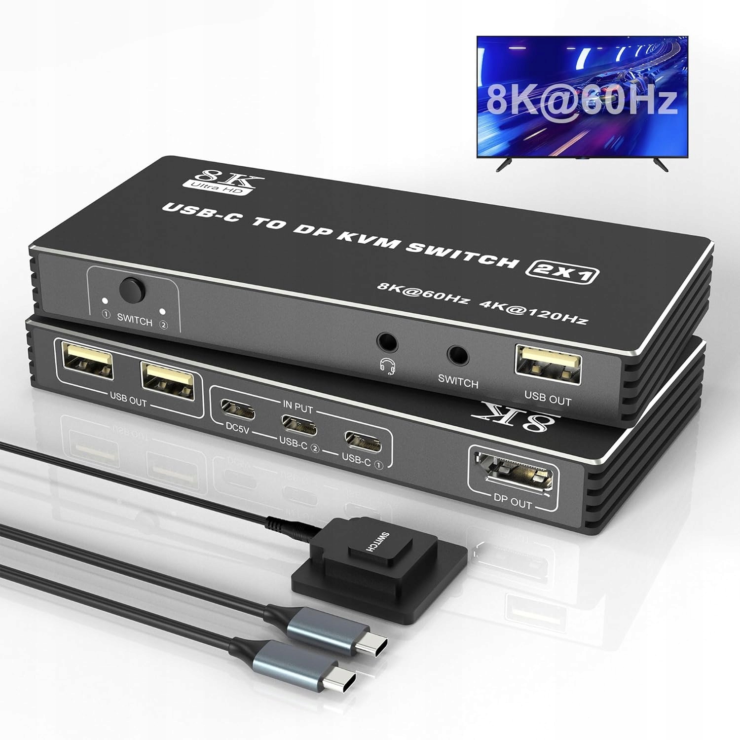 Přepínač Kvm Usb C 8K Rytaki 60 Hz 4K 120 Hz Hdmi podpora více obrazovek