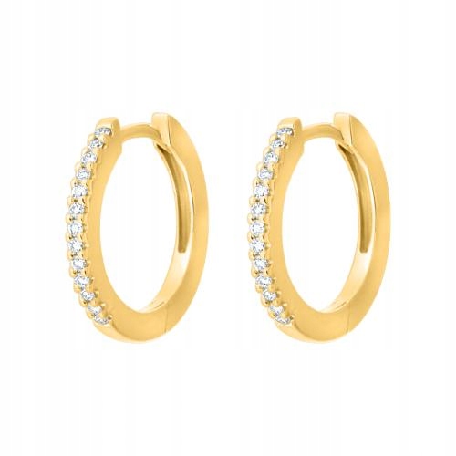 Náušnice zlaté pro ženu 585 kolečka s brilianty 1.89 g 0,13 karátů módní