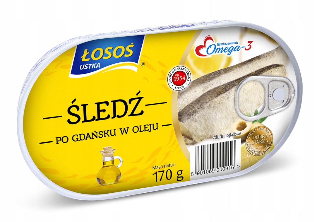 Levně Sleď na gdaňský způsob v oleji Łosoś Ustka 170 g
