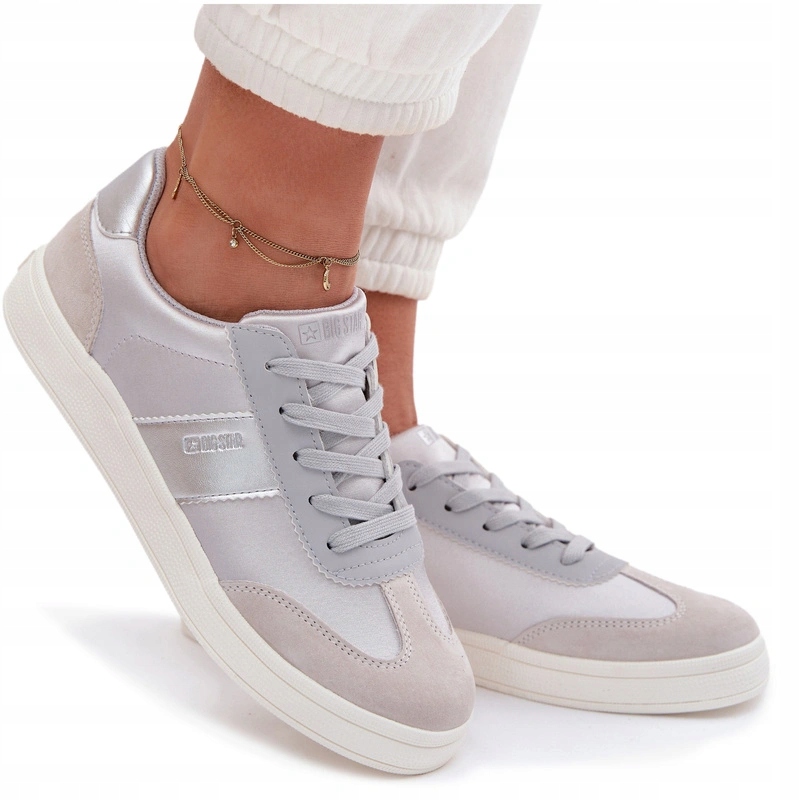 Dámské Nízké Šněrovací Pohodlné Šněrovací Tenisky Big Star Šedé 37