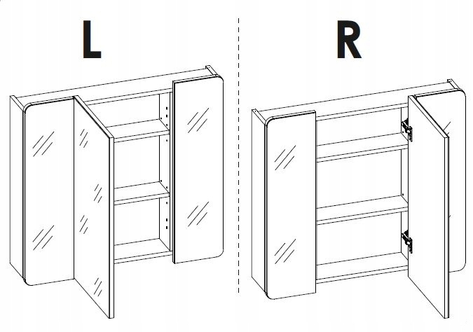 ARUBA 843 Szafka z lustrem 3D - 80cm Drzwi lustrzane