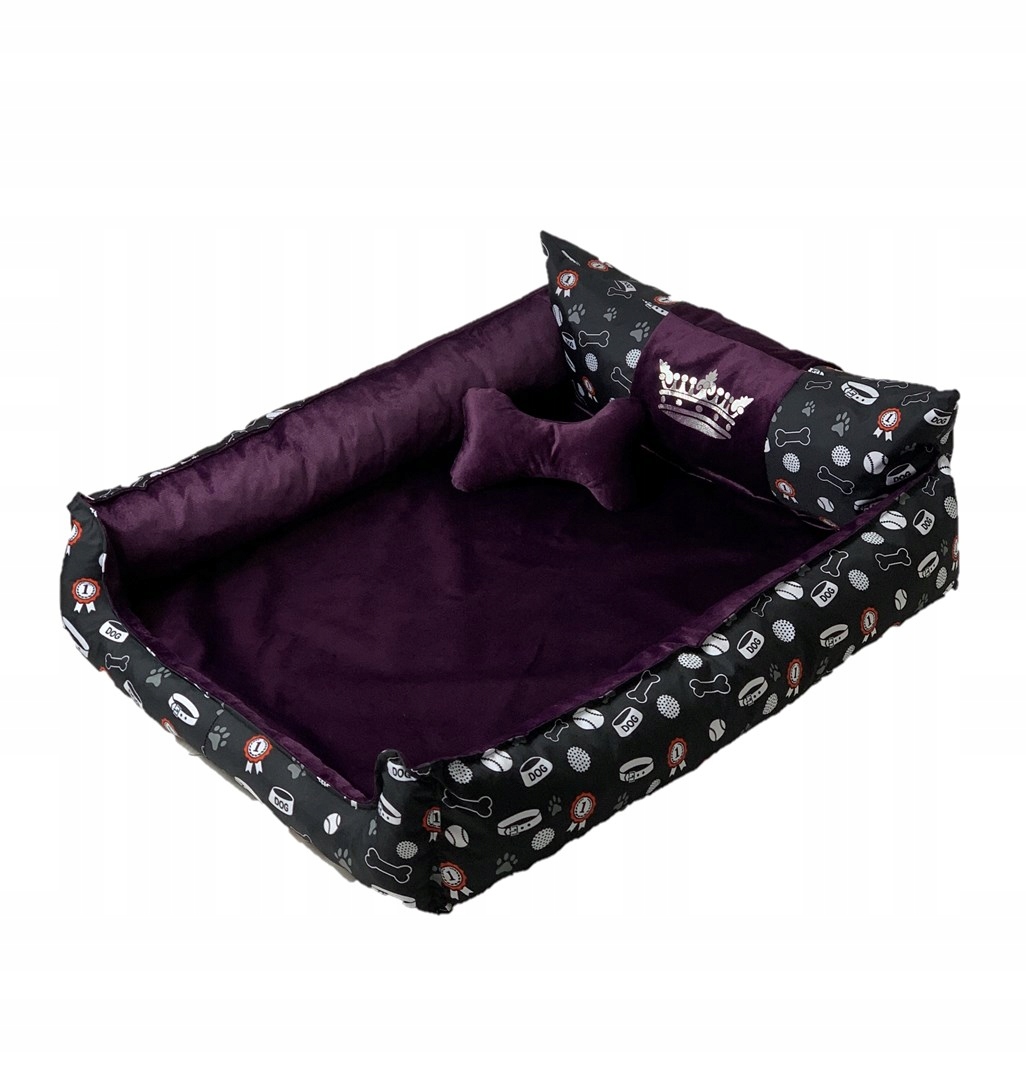 Levně Go Gift Korunka Pelíšek pro psa a kočku XL fialová 100x90x18 cm