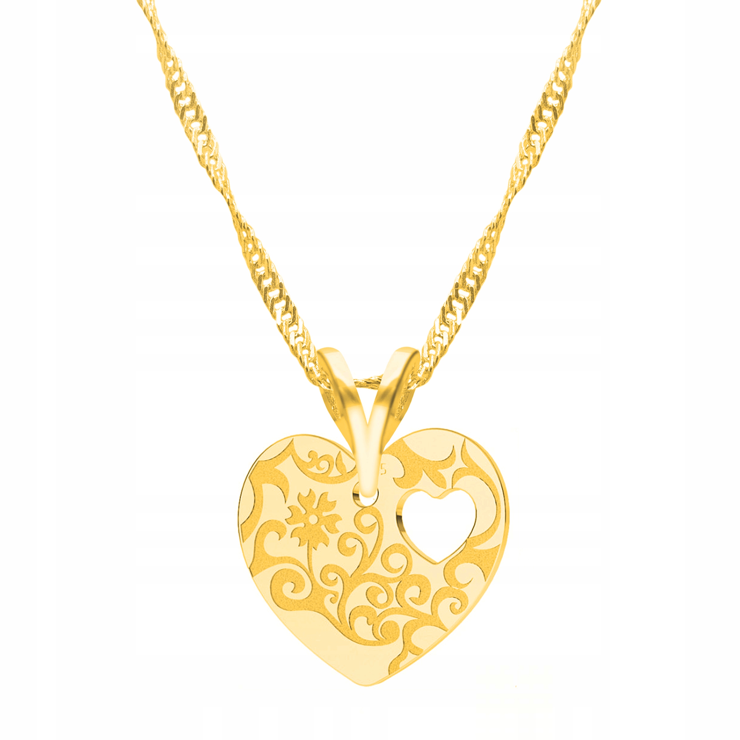 Řetízek zlatý náhrdelník 925 Srdce Vyřezávané