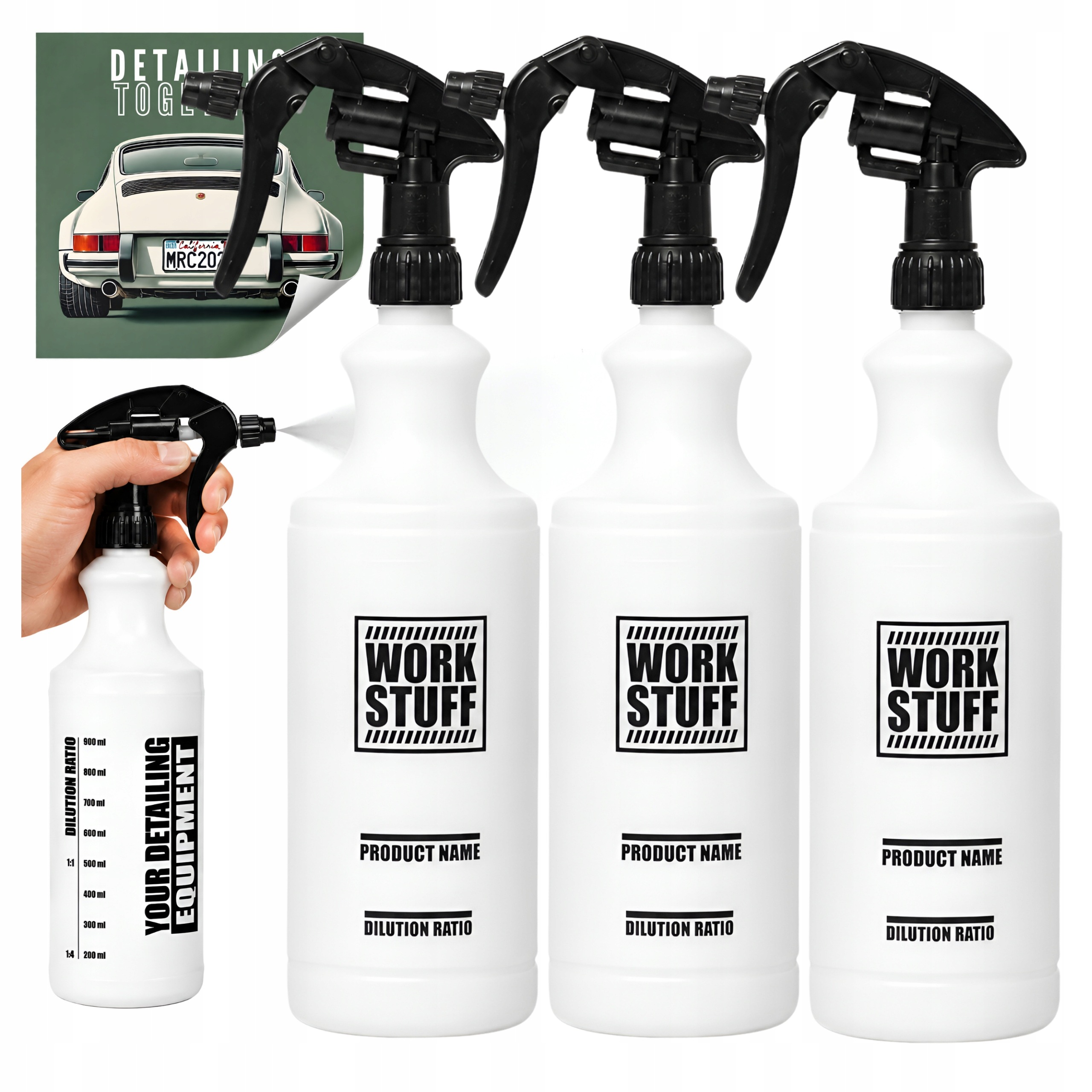 3x Butelka Do Rozcieńczania Produktów Work Stuff Bottle Atomizer Miarka 1L