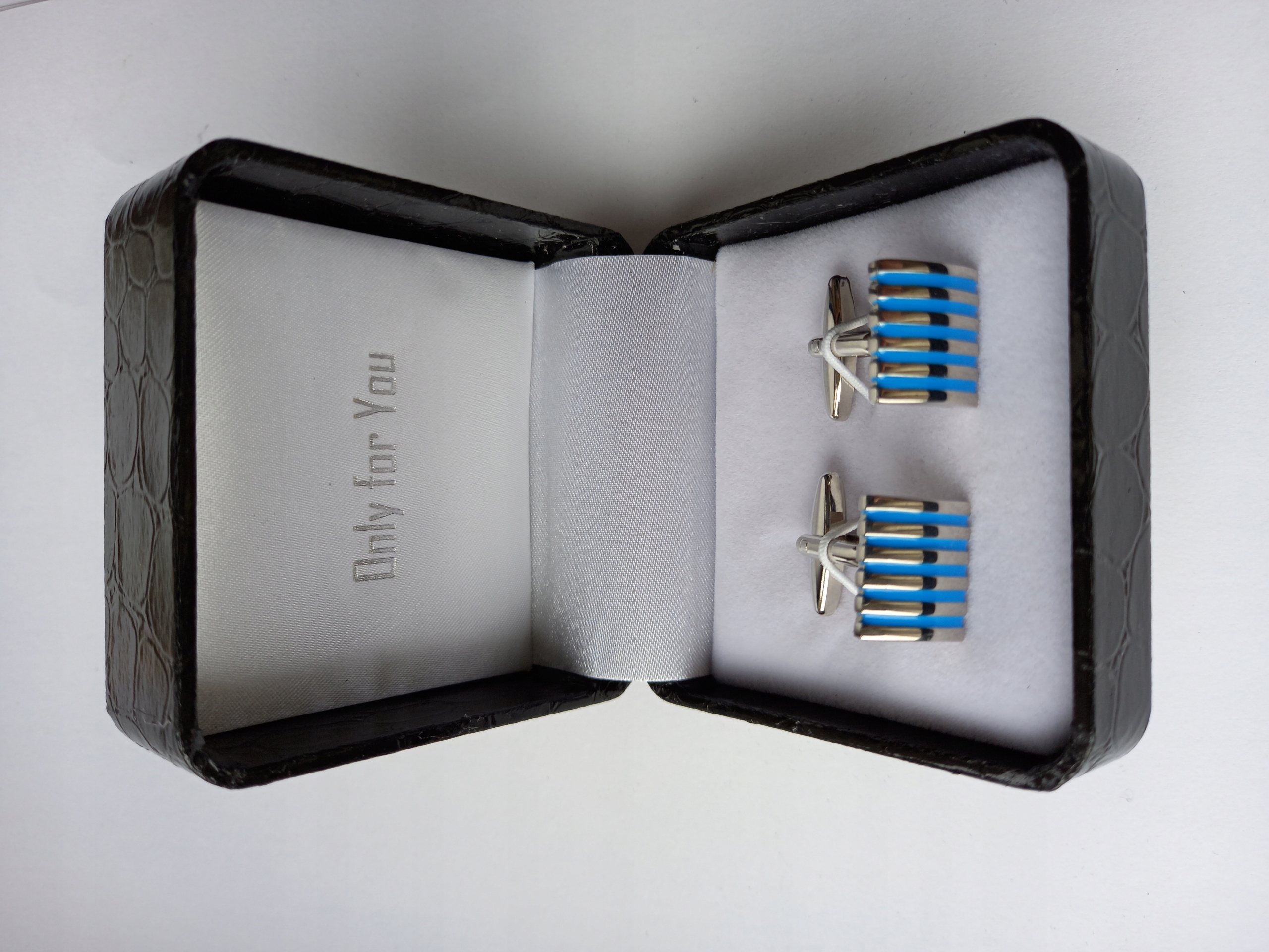 Manžetové knoflíčky Exc Modré Chrom v lesku