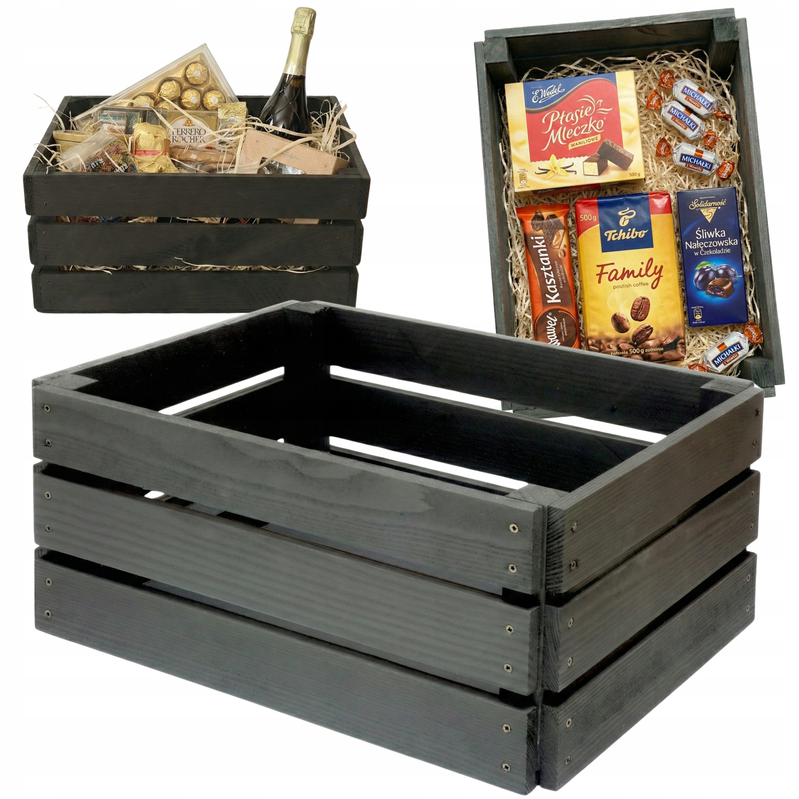 Dárková košíková krabička Dřevěná ozdobná krabička dárek