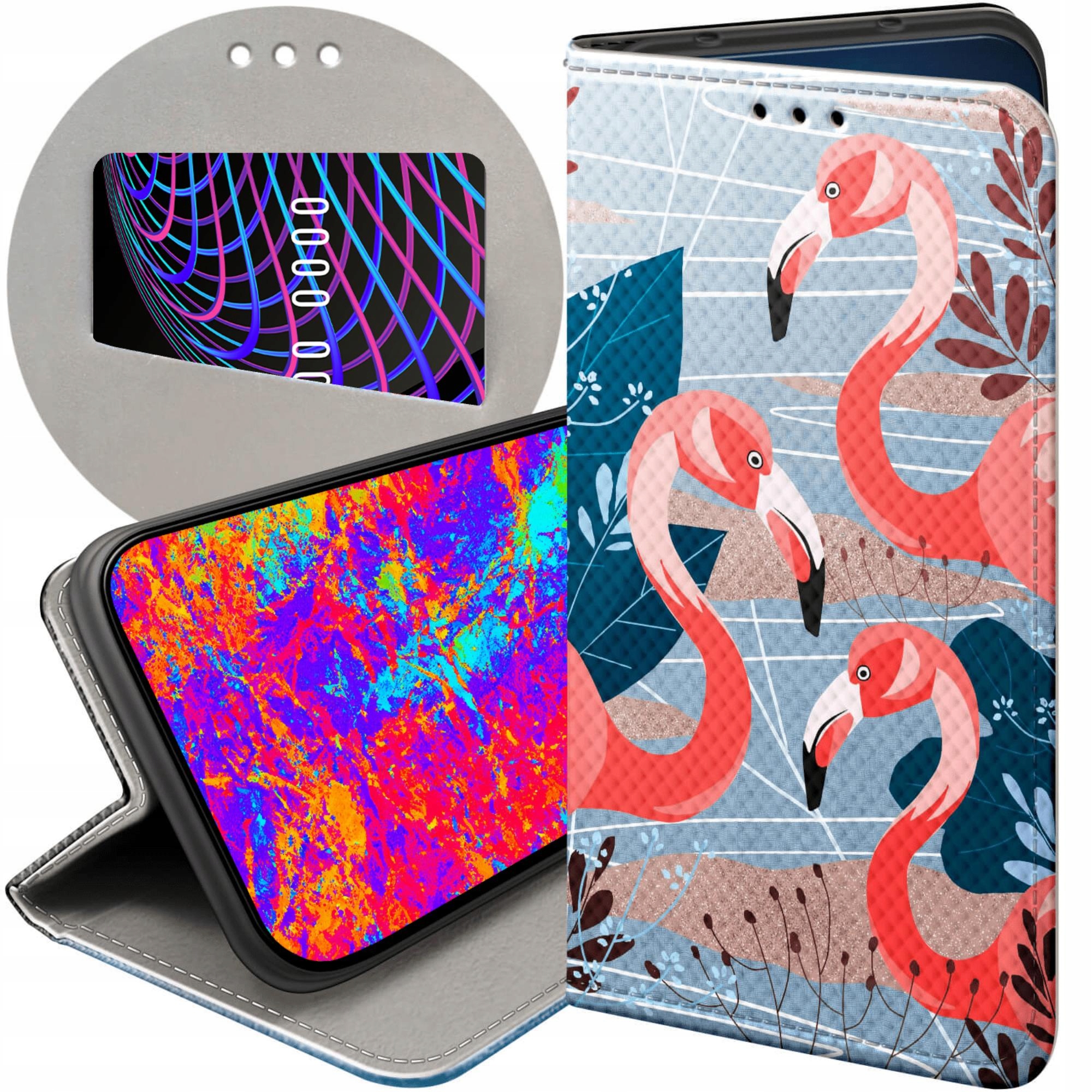 Etui Z Klapką Do Oppo RENO12 5G Flaming Flamingi Ptaki Futerał Case