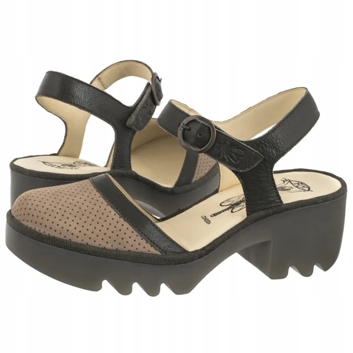 Dámské sandály na podpatku Fly London Teyo Taupe/Khaki Béžová