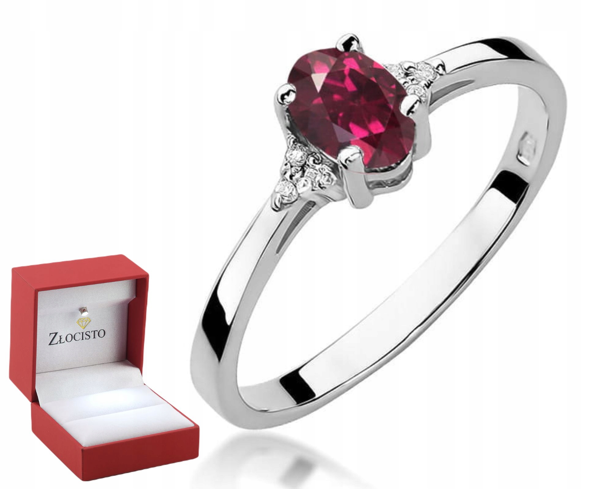 Zlatý Prstýnek S Rodolitem A Brilianty Bílé Zlato Gravírování 585 Dárek