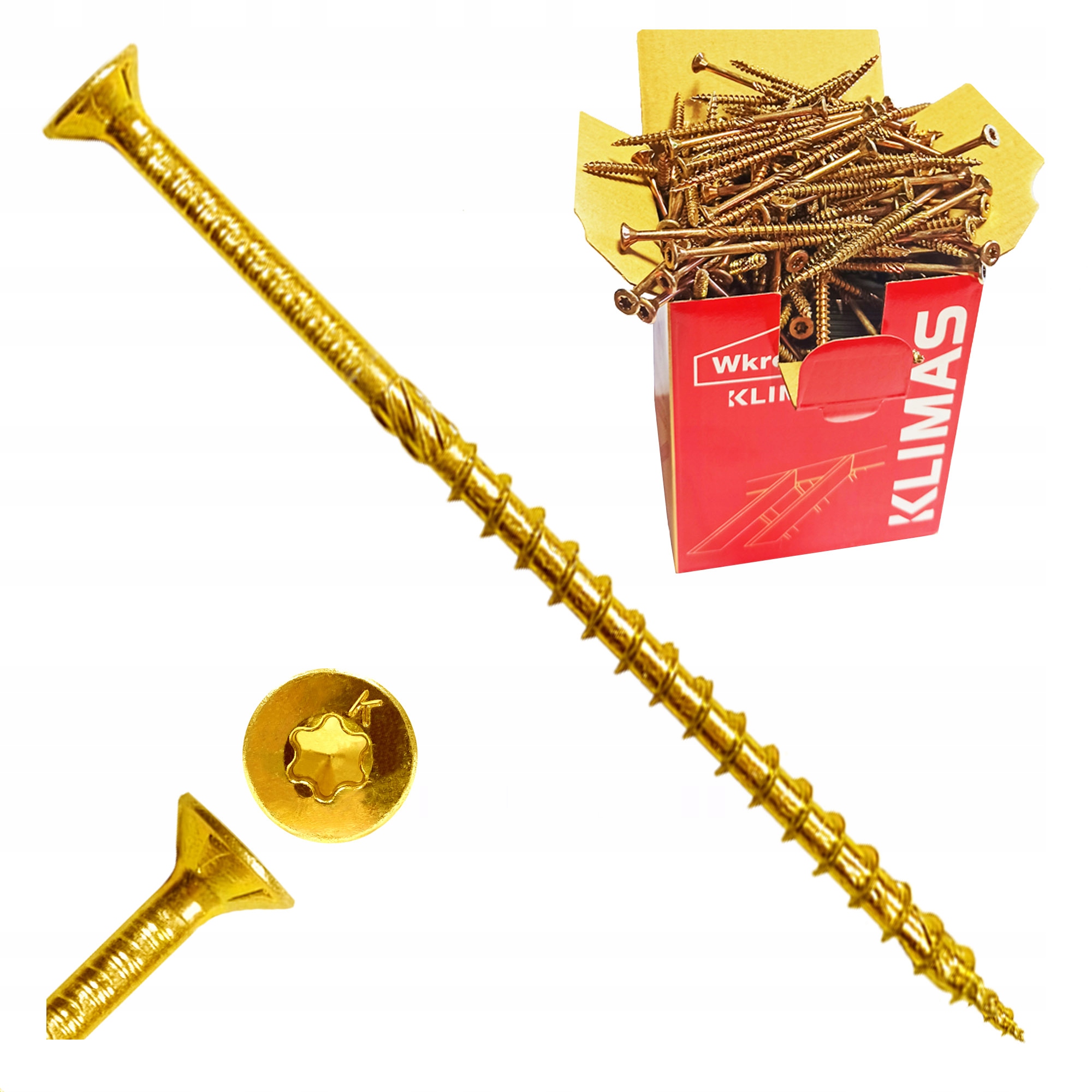 WKRĘTY CIESIELSKIE DO DREWNA 4x70 STOŻKOWE TORX 200szt WKCS-40070 KLIMAS