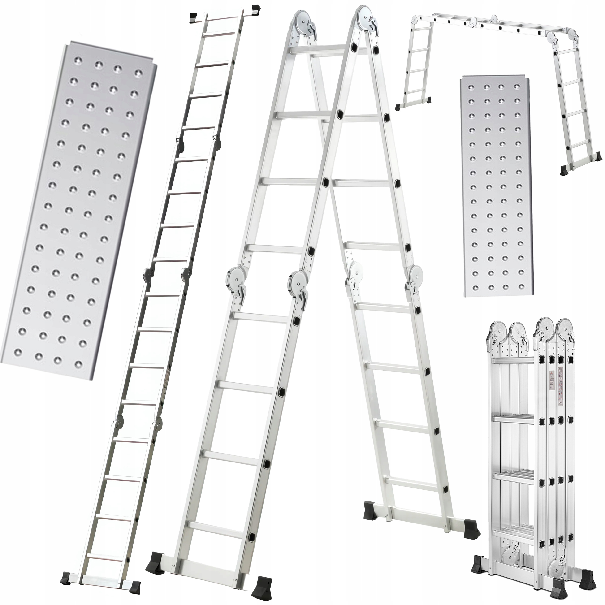 Kĺbová hliníková rebríková plošina 4x4 150 kg, multifunkčná, skladacia, 5,5 m