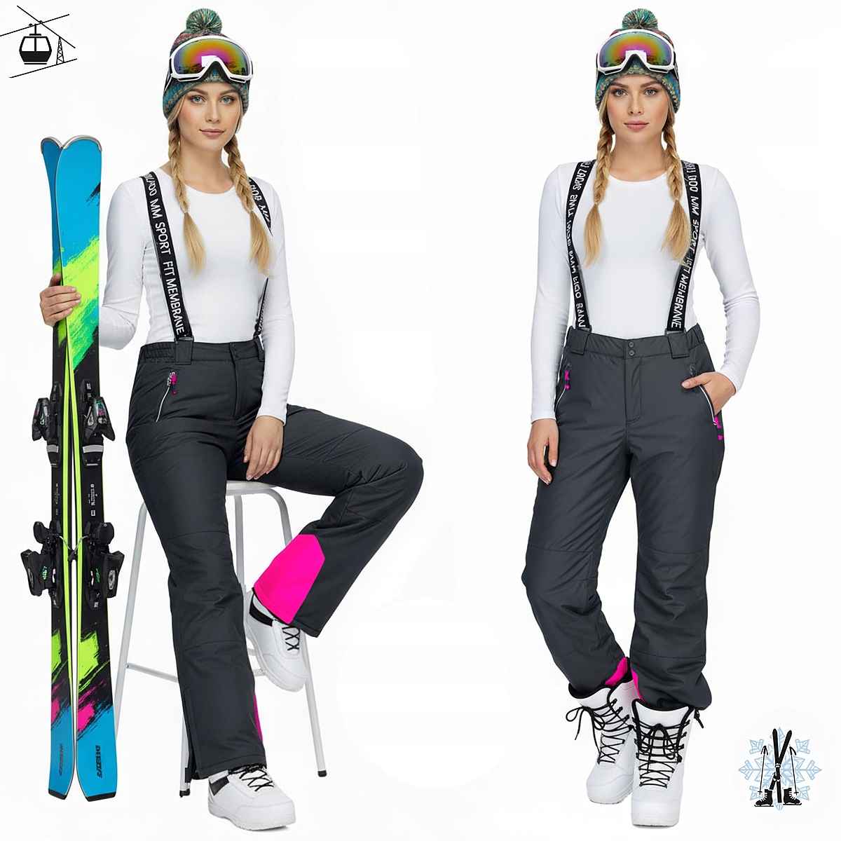 Sport Fit Damskie Spodnie Narciarskie Na Stok Sanki Snowboard MM10.000. 4XL