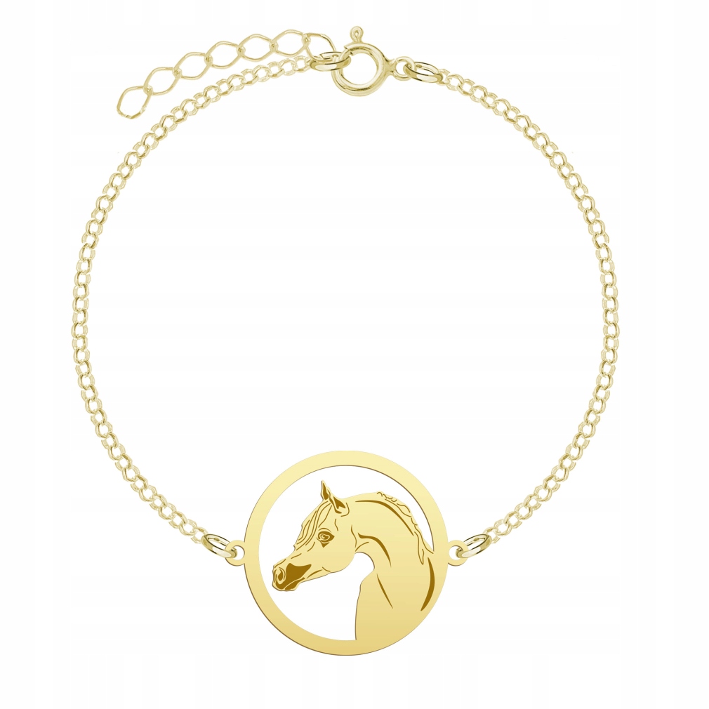 Zlatý náramek s koněm Arabian Horse 925 Řetízek Šperky Gravírování