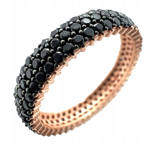 Zlatý prsten prstýnek s černými zirkony, černé drápky, zkouška 925