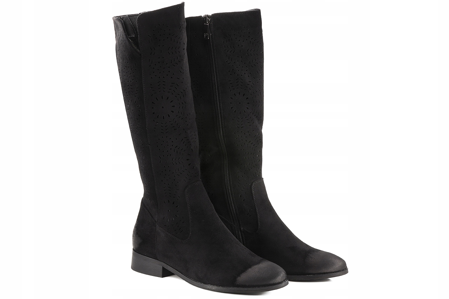 Potocki 24-12522BK Kozačky Zateplené Vysoké Ploché Eko Semiš černé 37