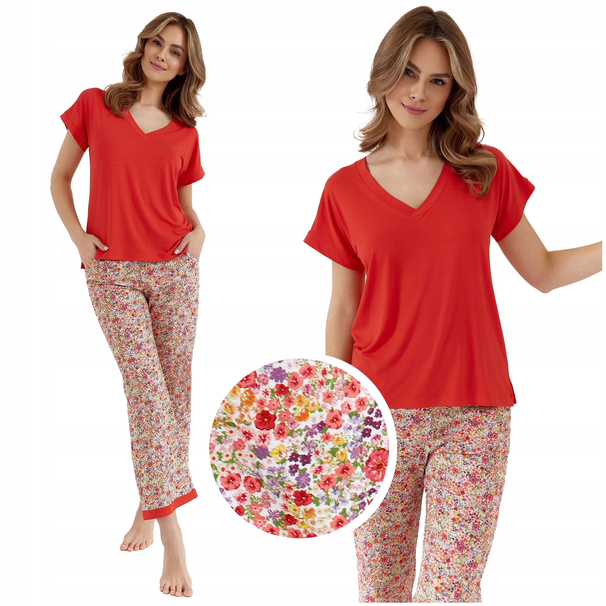 Dámské lehké prodyšné pyžamo s krátkým rukávem bavlna bambus Cana 453 L