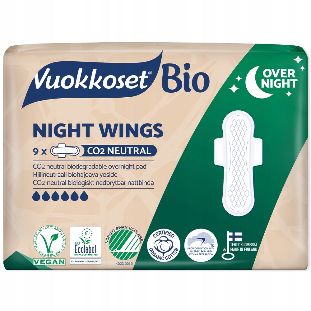 

Vuokkoset Podpaski Bio na noc ze skrzydełkami 9szt