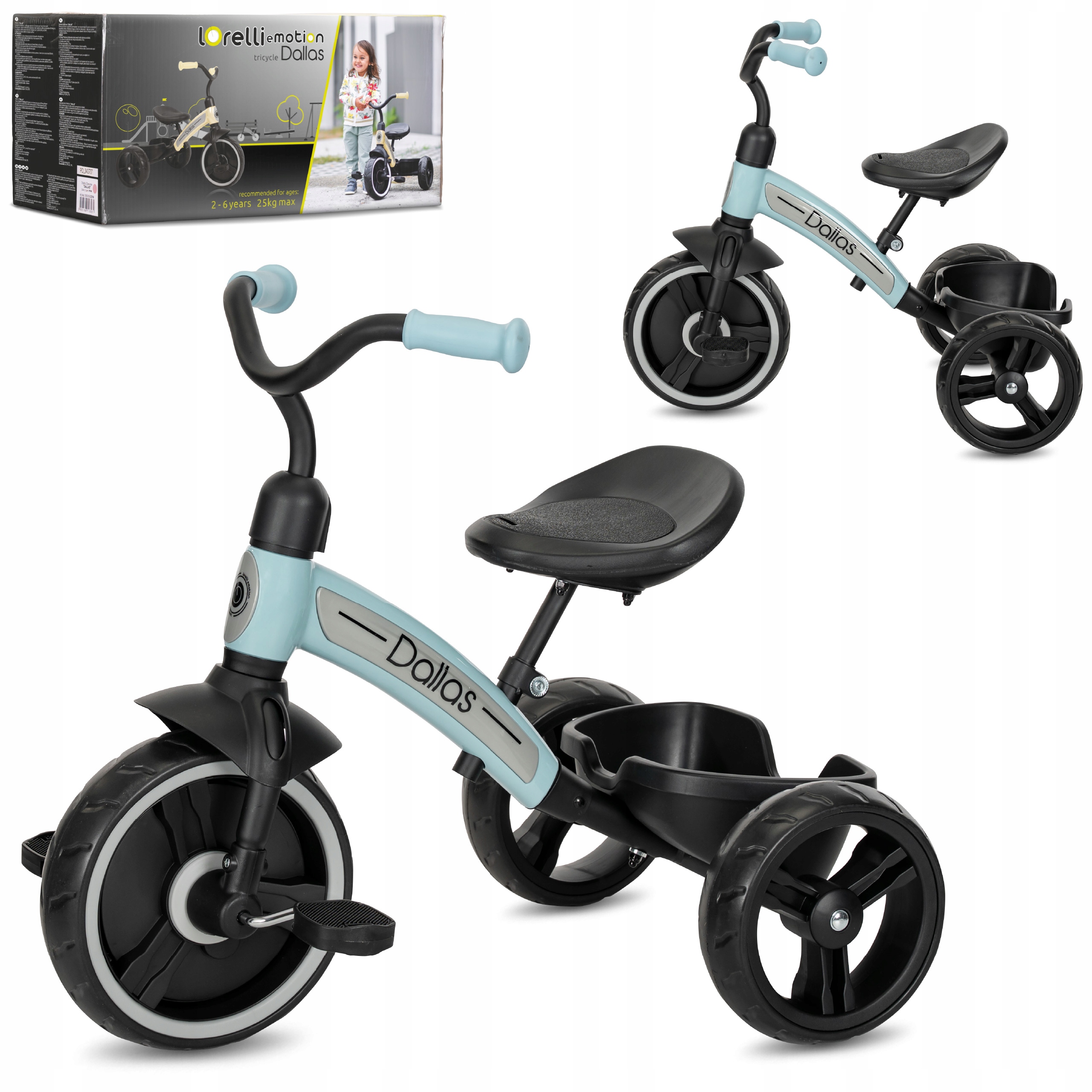 Rowerek Trójkołowy dla Dzieci 2+ Lorelli Dallas z Pedałami Koła Eva