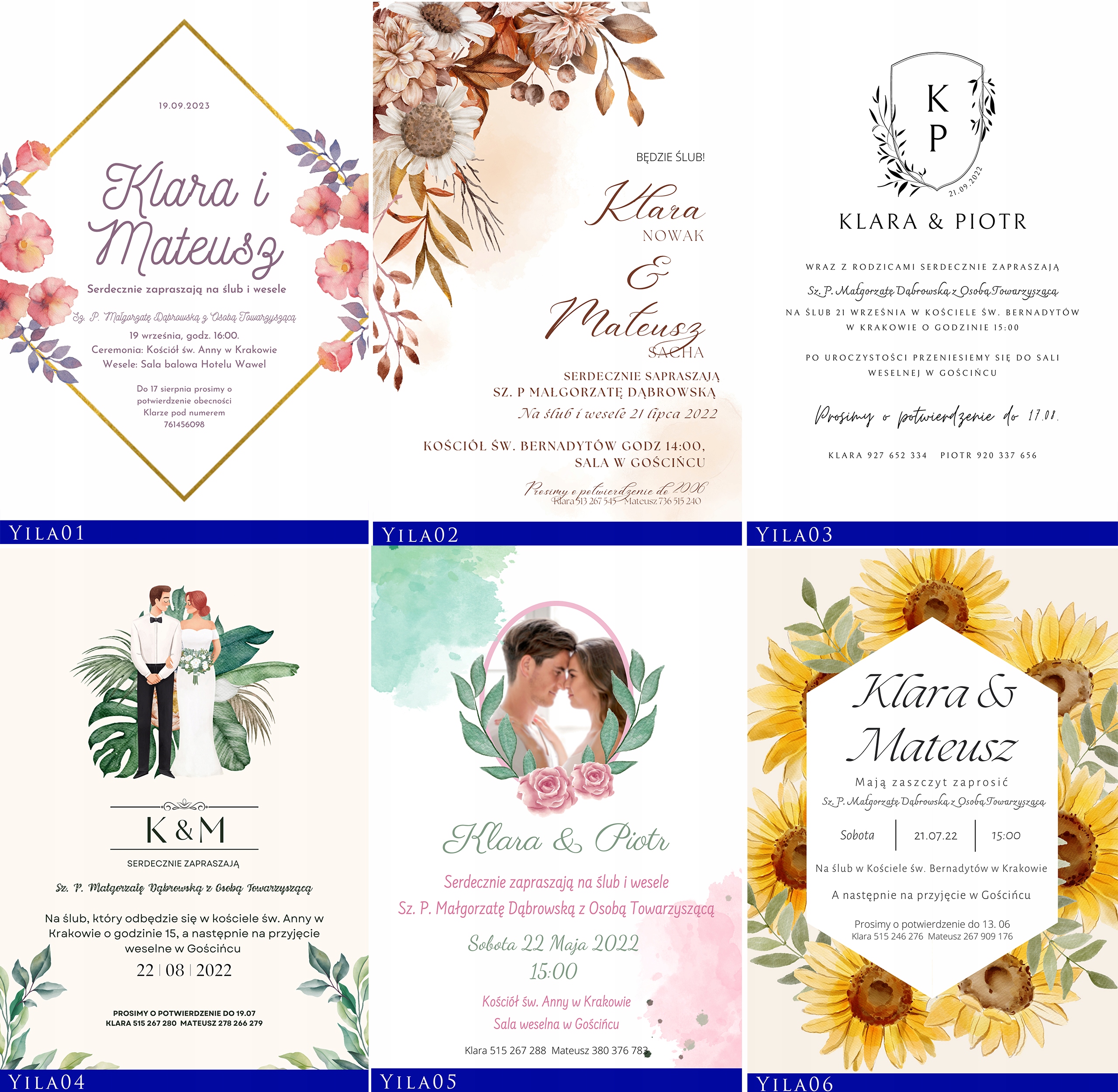 ZAPROSZENIA NA ŚLUB NOWOCZESNE LISTKI ZŁOTO WZORY Marka inny