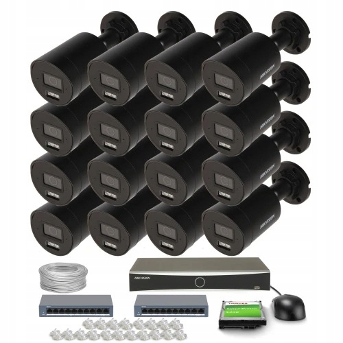 Sada monitorovania domu Ip 16x DS-2CD2083G2-LI2U Black 8Mpx Ir 40 m mikrofón